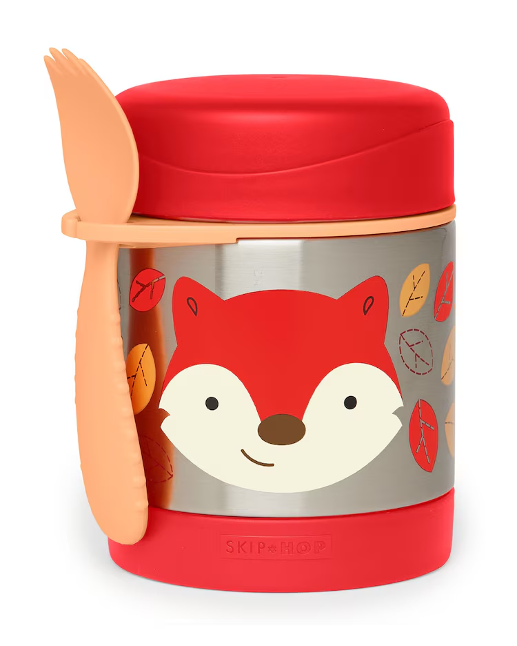 Pote térmico infantil com talher raposa vermelho | Babycare