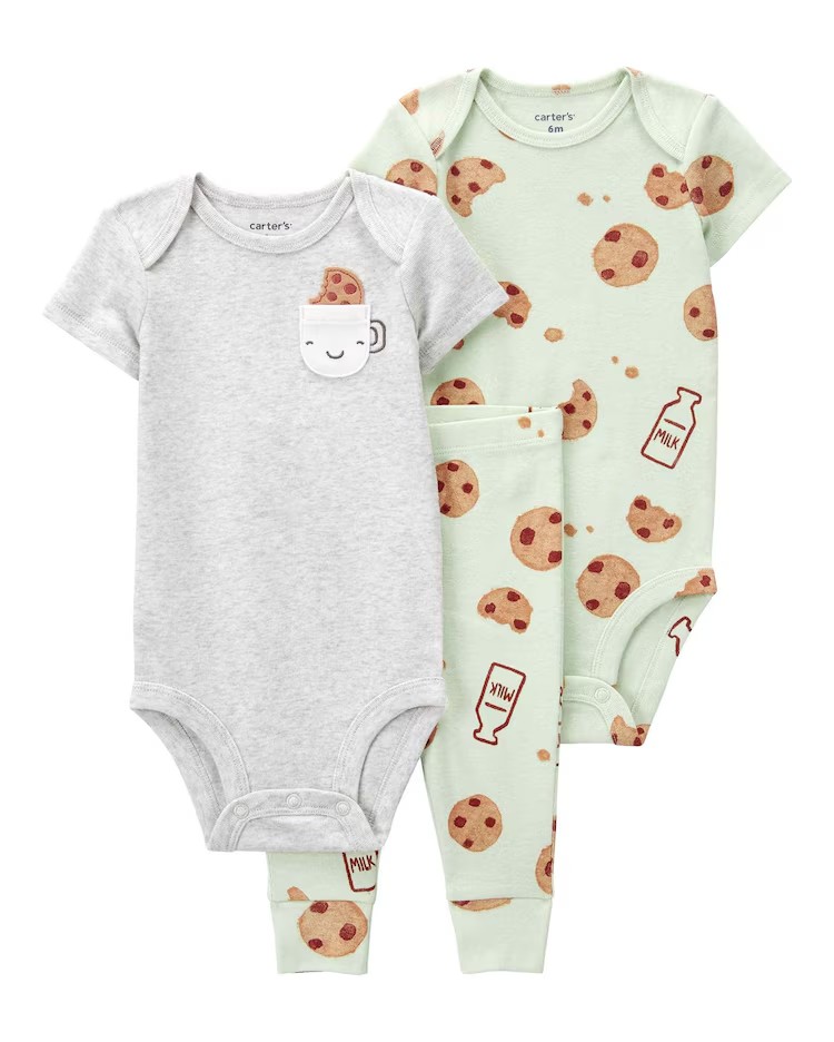 Conjunto longo bebê 3 peças cookies verde | Babycare