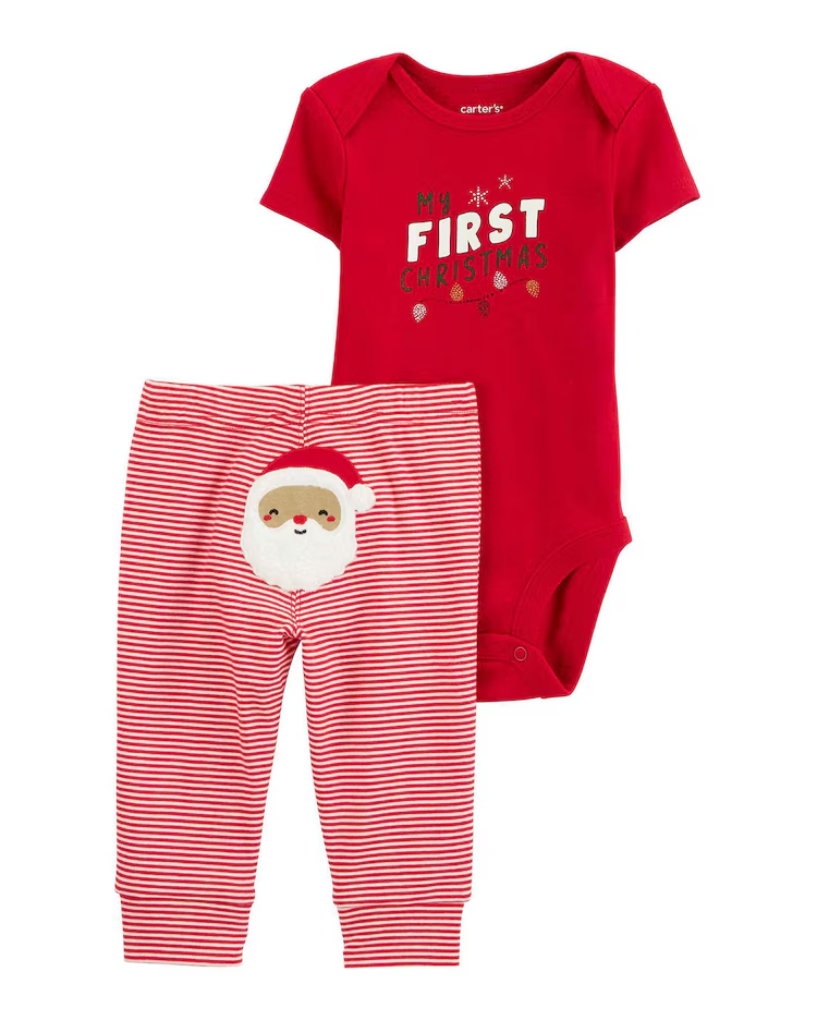Conjunto longo bebê 2 peças meu primeiro Natal vermelho | Babycare