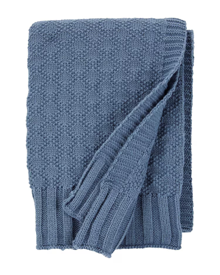 Cobertor bebê de tricot trabalhado azul | Babycare