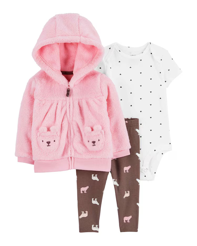 Conjunto longo bebê 3 peças sherpa ursinho multicor | Babycare