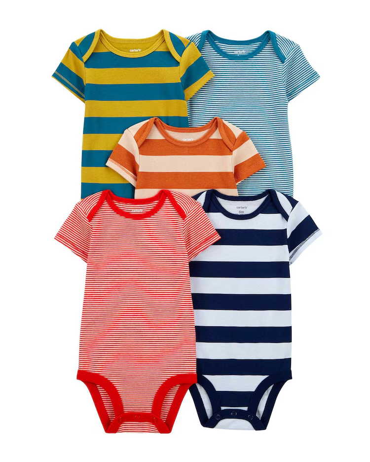 Kit body bebê 12 peças manga curta listrado multicor | Babycare